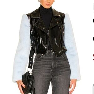 Camila Coelho Florencia Moto Jacket in Black & Blue Size XS